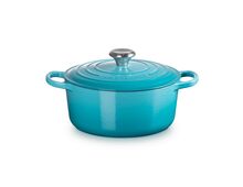 Le Creuset gietijzeren ronde braadpan 24 cm / 4.2 liter - caribbean blue