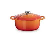 Le Creuset gietijzeren ronde braadpan 24 cm / 4.2 liter - oranjerood