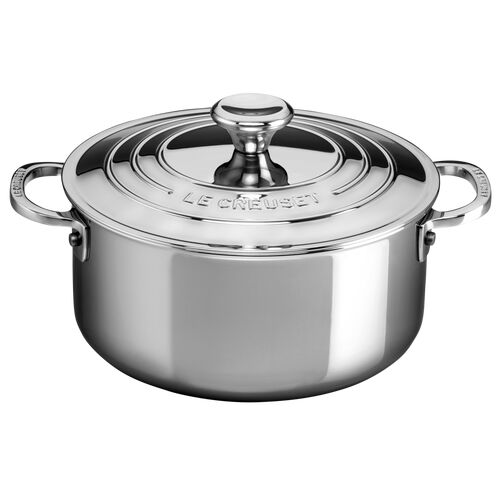 Kookpan Laag in RVS Signature met Deksel Zilver 20 cm / 3L