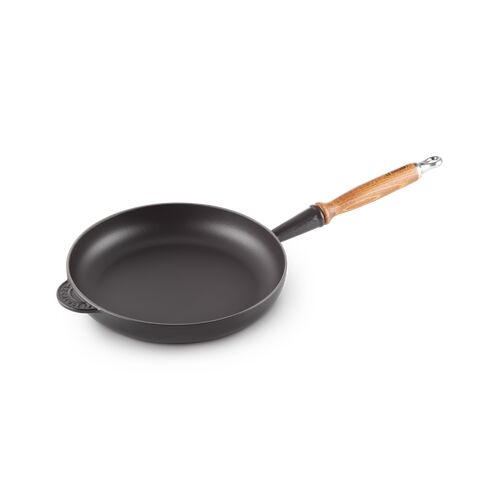 Le Creuset gietijzeren koekenpan met houten handvat - 26 cm / 2.0 - mat zwart