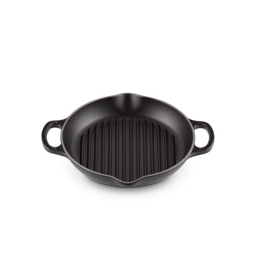 Le Creuset hoge gietijzeren ronde grillplaat - 25 cm - mat zwart