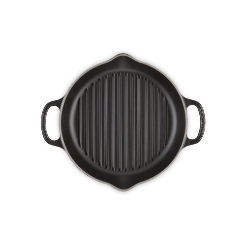 Le Creuset hoge gietijzeren ronde grillplaat - 25 cm - mat zwart