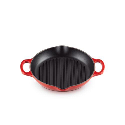 Le Creuset hoge gietijzeren ronde grillplaat - 25 cm - kersenrood