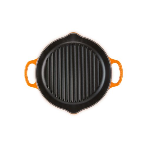 Le Creuset hoge gietijzeren ronde grillplaat - 25 cm - oranjerood