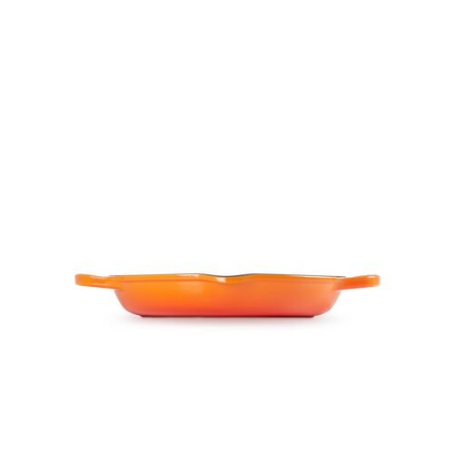 Le Creuset hoge gietijzeren ronde grillplaat - 25 cm - oranjerood