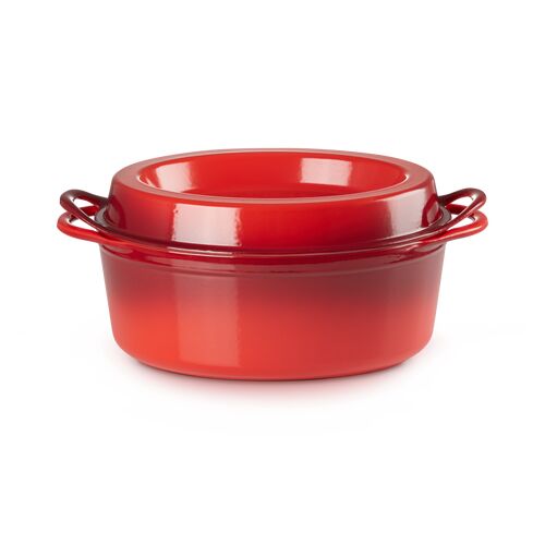 Le Creuset gietijzeren ovale Doufeu® 30 cm / 6.0 liter - kersenrood