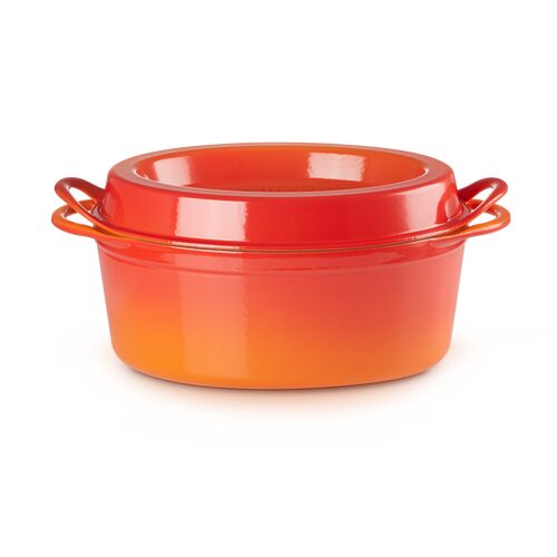 Le Creuset gietijzeren ovale Doufeu® 32 cm / 7.2 liter - oranjerood