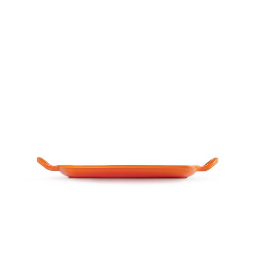 Le Creuset rechthoekige gietijzeren grillplaat - 30 cm - oranjerood