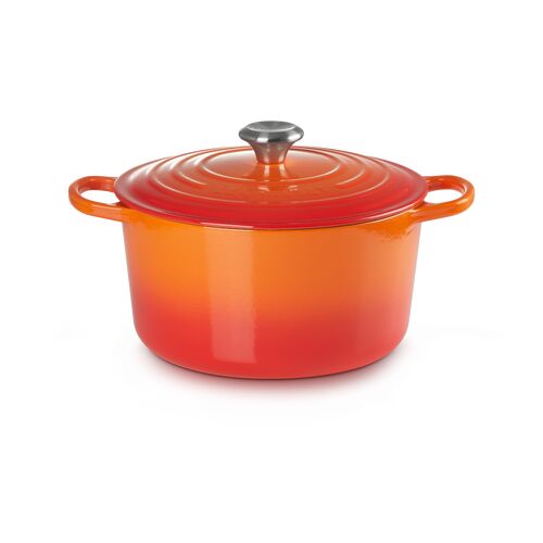 Le Creuset hoge gietijzeren ronde braadpan - 26 cm / 6.3 liter - oranjerood