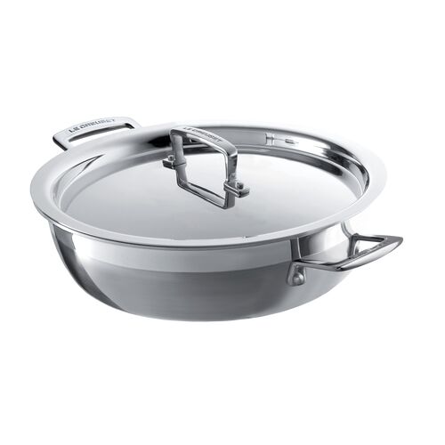 Provençaalse Sauteerpan in RVS met Anti-Aanbaklaag en Deksel Zilver 30 cm / 4.8L