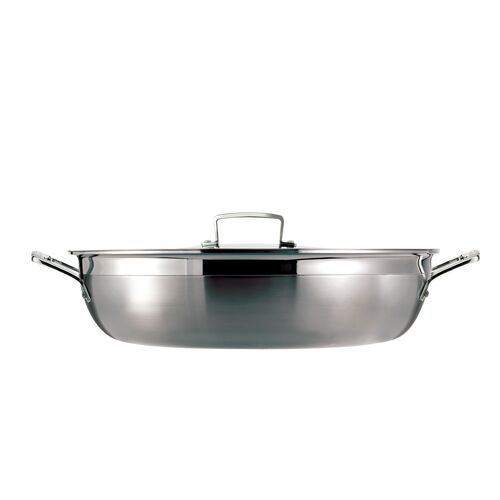 Provençaalse Sauteerpan in RVS met Anti-Aanbaklaag en Deksel Zilver 30 cm / 4.8L