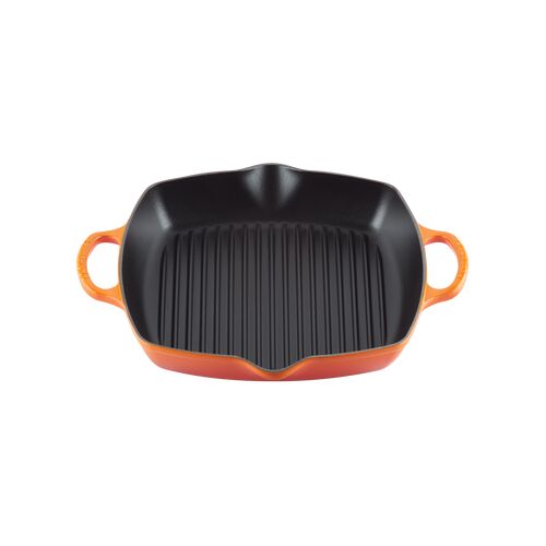 Le Creuset hoge vierkante grillplaat - 30 cm - oranjerood