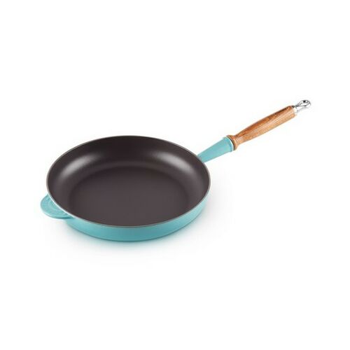 Le Creuset gietijzeren koekenpan met houten handvat - 28 cm / 2.6 - caribbean blue
