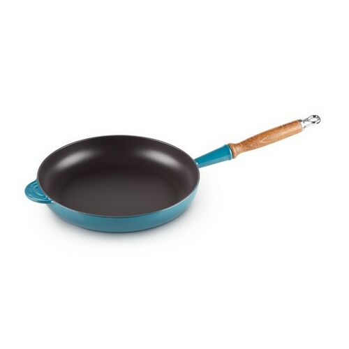 Le Creuset gietijzeren koekenpan met houten handvat - 28 cm / 2.6 - deep teal