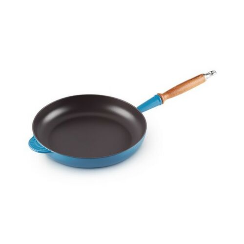 Le Creuset gietijzeren koekenpan met houten handvat - 28 cm / 2.6 - marseille blauw