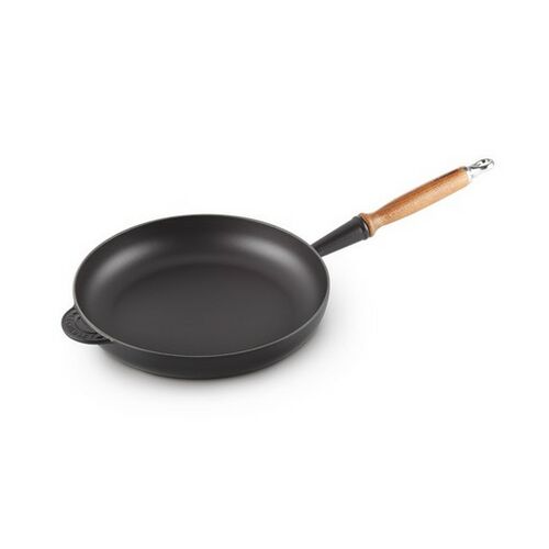 Le Creuset gietijzeren koekenpan met houten handvat - 28 cm / 2.6 - mat zwart