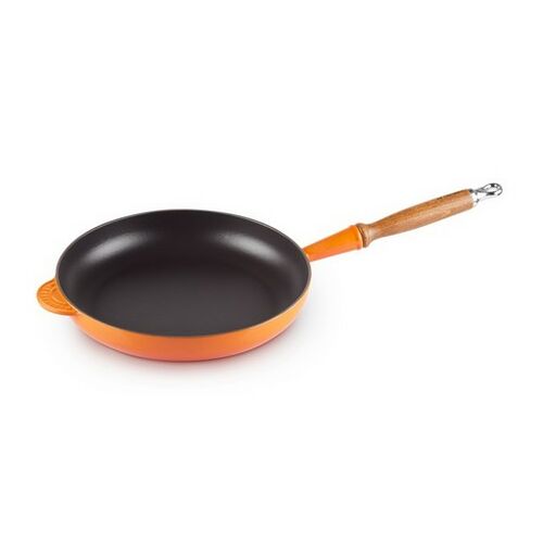 Le Creuset gietijzeren koekenpan met houten handvat - 28 cm / 2.6 - oranjerood