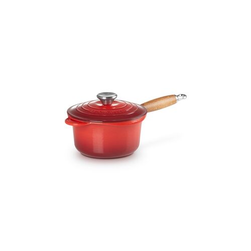 Le Creuset gietijzeren steelpan met houten handvat 18 cm / 1.8 liter - kersenrood