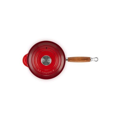 Le Creuset gietijzeren steelpan met houten handvat 18 cm / 1.8 liter - kersenrood