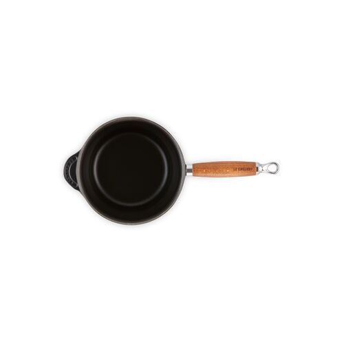 Le Creuset gietijzeren steelpan met houten handvat 18 cm / 1.8 liter - mat zwart