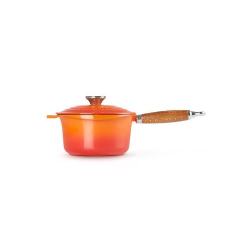 Le Creuset gietijzeren steelpan met houten handvat 18 cm / 1.8 liter - oranjerood