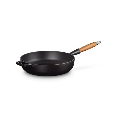 Le Creuset gietijzeren Signature hapjespan met houten handvat - 28 cm / 3.6 liter - mat zwart