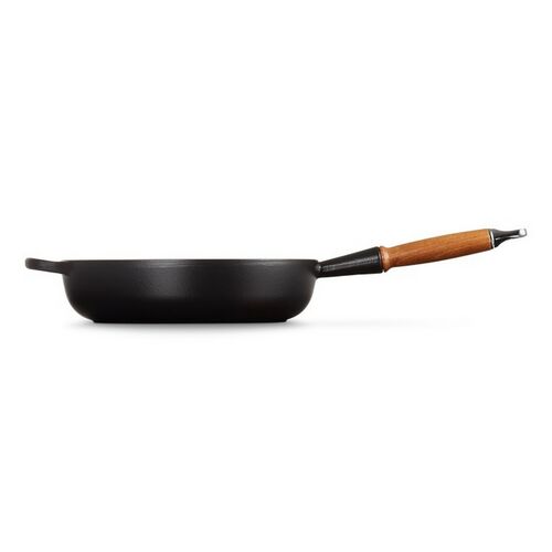Le Creuset gietijzeren Signature hapjespan met houten handvat - 28 cm / 3.6 liter - mat zwart
