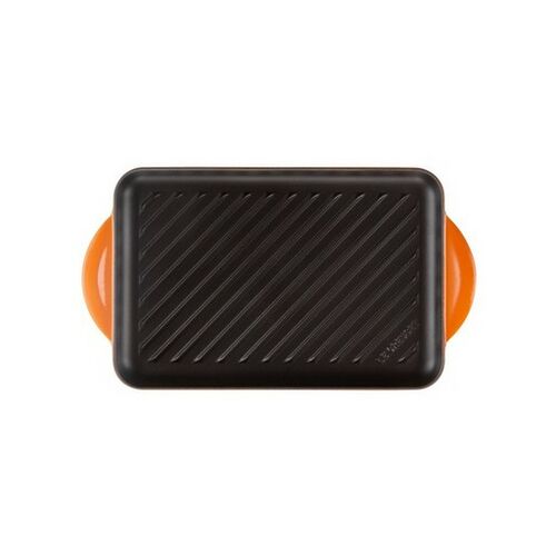 Le Creuset rechthoekige gietijzeren grillplaat - 32 cm - oranjerood
