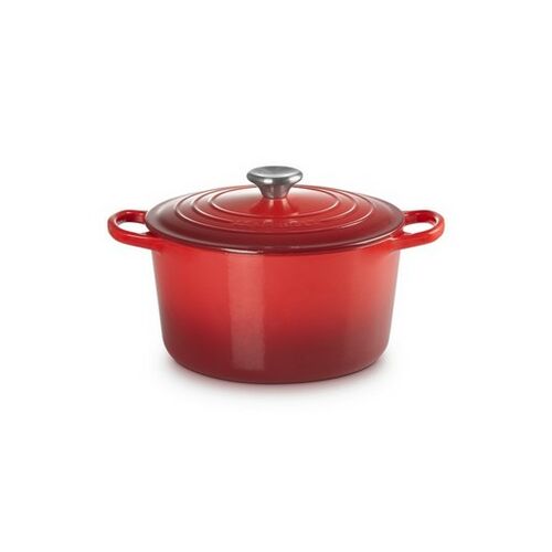 Le Creuset hoge gietijzeren ronde braadpan - 24 cm / 5.0 liter - kersenrood