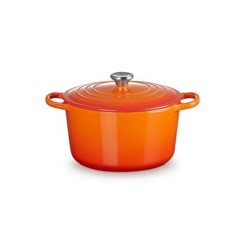 Le Creuset hoge gietijzeren ronde braadpan - 24 cm / 5.0 liter - oranjerood