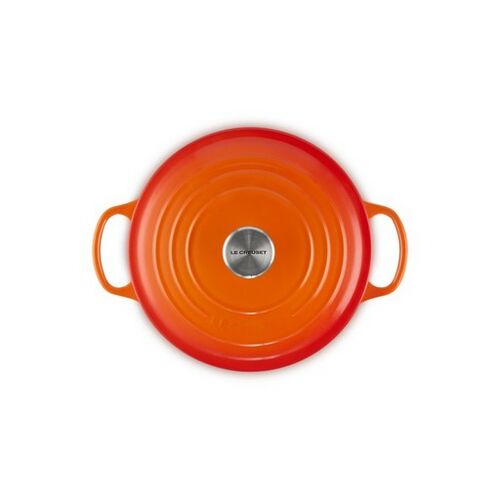 Le Creuset hoge gietijzeren ronde braadpan - 24 cm / 5.0 liter - oranjerood