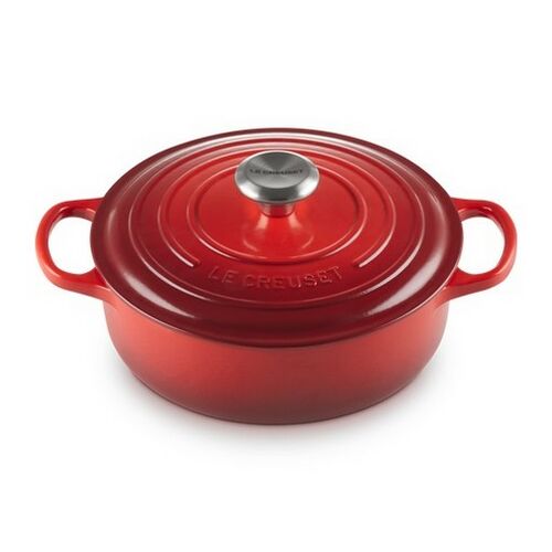 Le Creuset lage gietijzeren ronde braadpan 30 cm / 6.2 liter - kersenrood