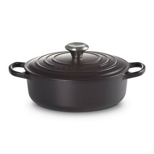 Le Creuset lage gietijzeren ronde braadpan 30 cm / 6.2 liter - mat zwart