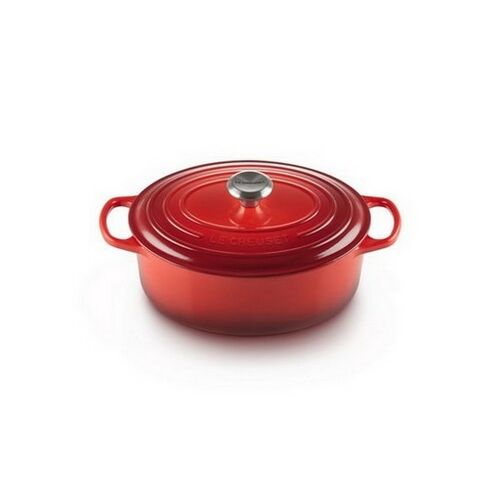 Le Creuset lage gietijzeren ovale braadpan - 27 cm / 3.4 liter - kersenrood