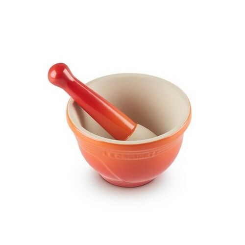 Le Creuset aardewerken vijzel - oranjerood