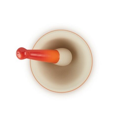 Le Creuset aardewerken vijzel - oranjerood