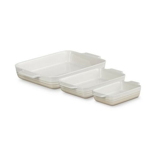 Le Creuset aardewerken rechthoekige ovenschalen classic - set 3 stuks