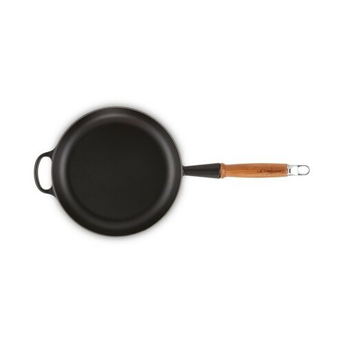 Le Creuset gietijzeren Signature koekenpan met houten handvat - 28 cm / 2.6 liter - mat zwart [CLONE]