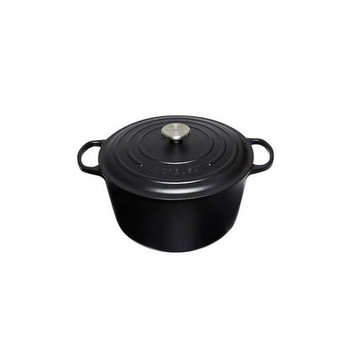 Le Creuset hoge gietijzeren ronde braadpan - 24 cm / 5.0 liter - ebbenzwart