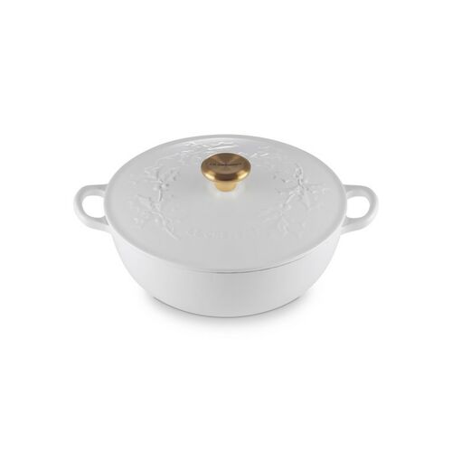 Le Creuset gietijzeren marmite - 26 cm / 4.1 liter - Holly - wit