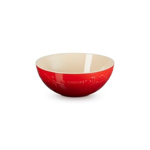 Le Creuset aardewerken serveerbowl Holly - 25 cm - kersenrood
