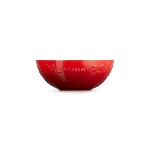 Le Creuset aardewerken serveerbowl Holly - 25 cm - kersenrood