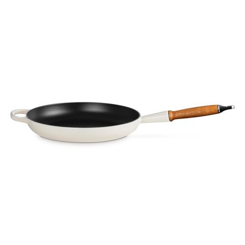 Le Creuset gietijzeren koekenpan met houten handvat - 28 cm / 2.6 liter - meringue