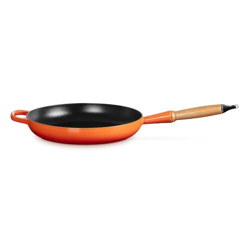 Le Creuset gietijzeren Signature koekenpan met houten handvat - 28 cm / 2.6 liter - oranjerood