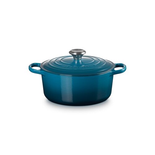 Le Creuset gietijzeren ronde braadpan 24 cm / 4.2 liter - deep teal