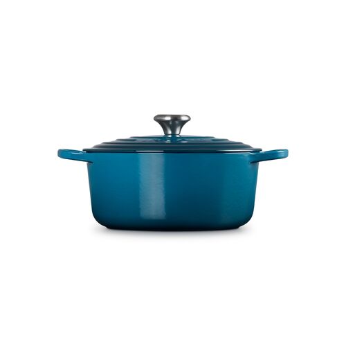 Le Creuset gietijzeren ronde braadpan 26 cm / 5.3 liter - deep teal