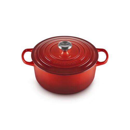 Le Creuset gietijzeren ronde braadpan 26 cm / 5.3 liter - kersenrood