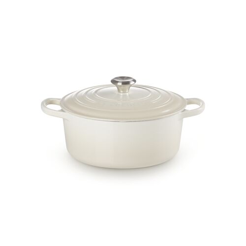Le Creuset gietijzeren ronde braadpan 26 cm / 5.3 liter - meringue