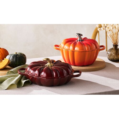 Le Creuset gietijzeren pompoen campagnard 28cm / 2.5 liter - oranjerood