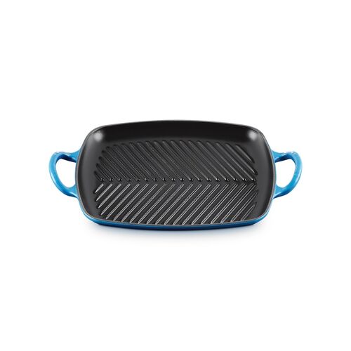 Le Creuset rechthoekige gietijzeren grillplaat - 30 cm - azure